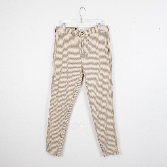 OCTOBRE Editions Seersucker Shane Trouser Pant beige stripe sz XL - Picture 2 of 12